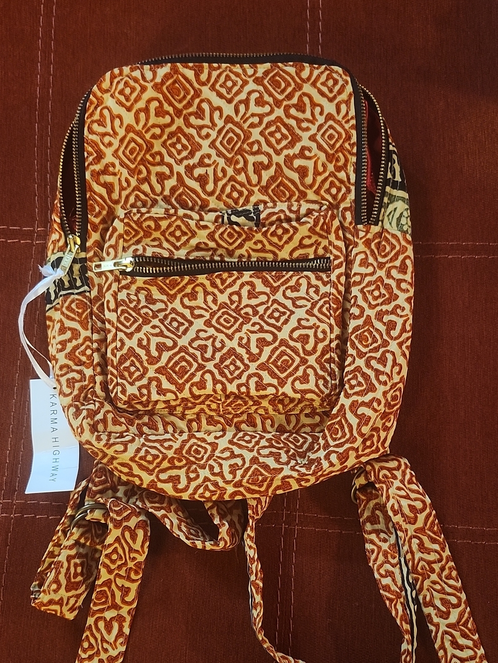 Karma Highway Orange Patterned Women's Backpack